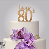 Rustic Wood cake topper "Happy 80th"