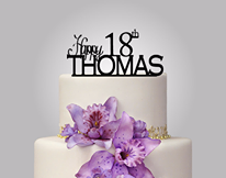 Rustic Wood cake topper "Happy 18th personalized"