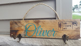 Painted-Colored Engraved Rustic Personalized Wood Coat/ Towel/dog leash Hangers