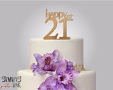 Rustic Wood cake topper "Happy 21st"