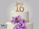 Rustic Wood cake topper "sweet 16"